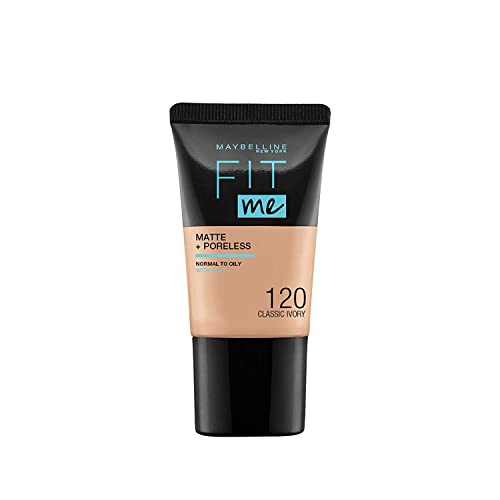 Maybelline New-York – Foundation Fluide Fit Me Matte & Poreless – normale bis fettige Haut – 120 Classic Ivory – 18 ml
