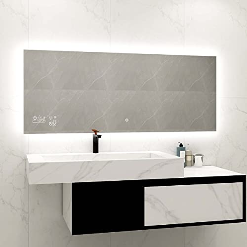 Heidenfeld Spiegel Infrarotheizung HF-HS200 mit Touchpanel | 𝟭𝟬 𝐉𝐀𝐇𝐑𝐄 𝐆𝐀𝐑𝐀𝐍𝐓𝐈𝐄 - 500 Watt - 120 x 60 cm - WiFi Spiegelheizung mit Wetterstation - LED Beleuchtung - Infrarot Heizung