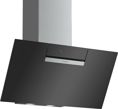 Bosch DWK87EM60 Serie 2 Schrägesse, 80 cm breit, Um- & Abluft, Made in Germany, LED-Beleuchtung gleichmäßige Ausleuchtung, DirectSelect intuitive Bedienung, 3 Leistungs- & 1 Intensivstufe, Schwarz