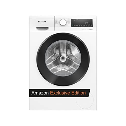Siemens WG54G106EM Waschmaschine iQ500, Frontlader mit 10kg Fassungsvermögen, 1400 UpM, speedPack L, Antiflecken-System, LED-Display, Weiß, 60cm, Amazon Exclusive Edition
