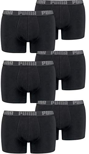 PUMA Herren Basic Boxer Boxershort Unterhose 6er Pack (Black/Black, L)