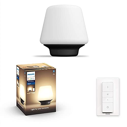 Philips Hue White Ambiance Wellness Tischleuchte schwarz inkl. Dimmschalter, dimmbar, alle Weißschattierungen, steuerbar via App, kompatibel mit Amazon Alexa (Echo, Echo Dot)
