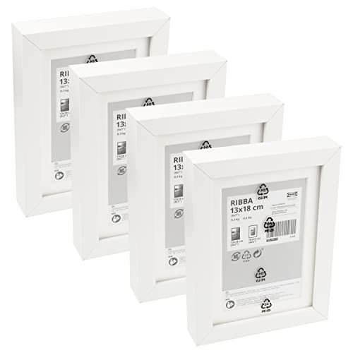 Ikea RIBBA Chunky Box Bilderrahmen, weiß, 13 x 18 cm, Faserplatte & Kunststoff, Wand- & Tischmontage, 703.784.14 – 4 Stück