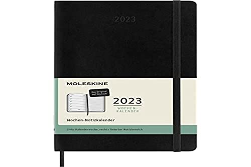 Moleskine Wochenplaner 2023, 12-Monats-Wochenkalender, Wochenplaner und Notizbuch, Softcover, großes Format 13 x 21 cm, Farbe Schwarz, deutsche Version