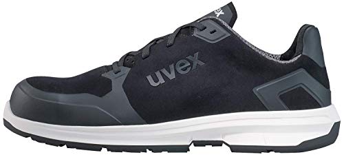 Uvex 1 Sport S3 ESD Sicherheitsschuhe für Herren - Bequeme & Atmungsaktive Arbeitsschuhe für Männer - Leichte & Ergonomische Halbschuhe Velours ,Schwarz,44 EU