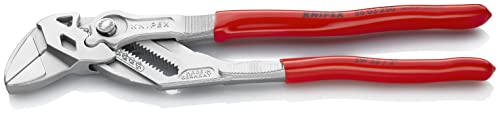 KNIPEX Zangenschlüssel, verchromt, 250 mm, greift stufenlos bis 52 mm, Feinverstellung per Knopfdruck, Schraubenschlüssel, Armaturenzange, 86 03 250