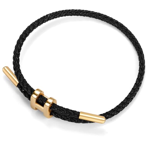 Berry Only Armband Damen Gold, Armreif Gold Damen Verstellbare Armband Stahldraht Armband, Dupes Schmuck Partnerarmbänder Freundschaftsarmband Dupe Armband Geschenke für Frauen, Schwarz