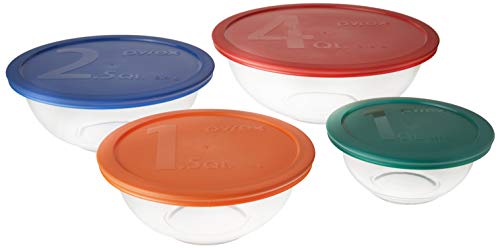 Pyrex  Pyrex 8Pc Smart Essentials Mixing Bowl Set Includes 4 Bowls And Covers Ohrstöpsel, 15 cm, Schwarz (Black)