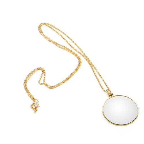 Monokel,HäNgende Lupe, Portable 5X Lupe Monokel-Objektiv Mit HäNgenden Halskette Zum Lesen Handwerk Handarbeiten Schmuck Hobbys (Gold)