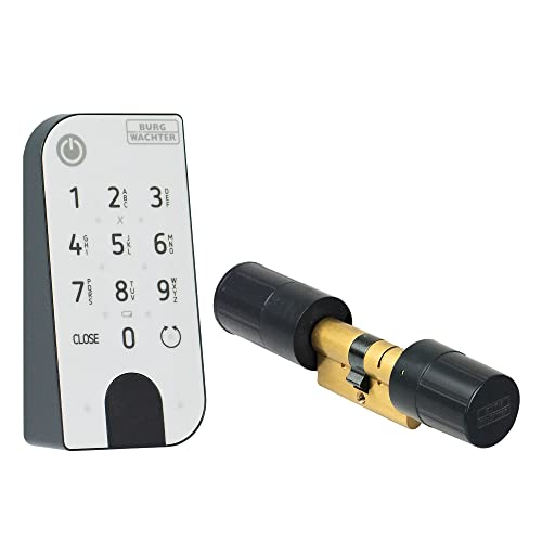 BURG-WÄCHTER Elektronisches Türschloss secuENTRY für Haustüren, Bedienung mit Zahlencode, App oder Funkschlüssel, Inkl. Zylinder, ENTRY Home 5001 PIN, Schwarz/Weiß