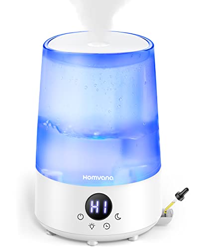 Luftbefeuchter für Schlafzimmer, Homvana 3L Cool Mist Humidifier Aroma Diffuser für Babyzimmer Kinderzimmer, 32H Laufzeit, Leiser Betrieb, Auto Diffuser Humidifiers, Air luftbefeuchter mit Nachtlicht