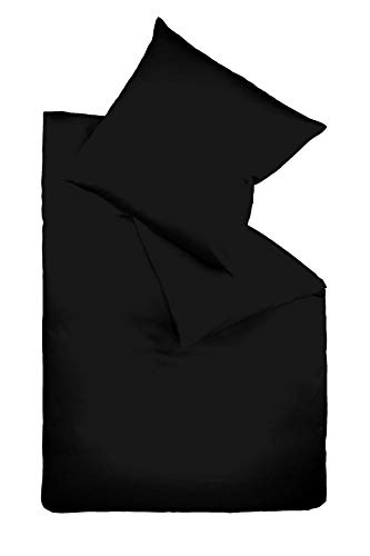 Fleuresse Colours Bettwäsche, Uni-Mako-Satin, schwarz, 135 x 200 cm