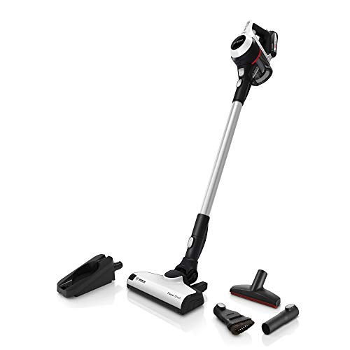 Bosch Akku-Staubsauger Unlimited Serie 6 BCS611AM, kabelloser Handstaubsauger, beutellos, leicht, Hygiene-Filter, hohe Saugleistung, lange Laufzeit, Fugendüse, alle Bodenarten, weiß
