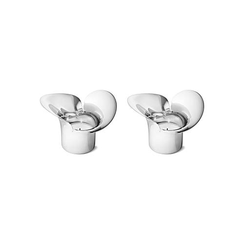 Georg Jensen Teelicht-Set, hochglanzpolierter Edelstahl, Silber, Einheitsgröße