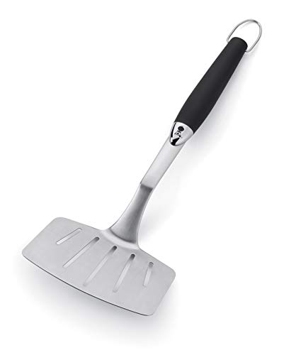 Weber Premium Grill- / Fischwender (46cm), ideal für großes Grillgut oder Fisch, aus Edelstahl, mit Antirutsch Kompfortgriff, abgewinkelter Hals, spülmaschinenfest - Schwarz/Silber (6673)