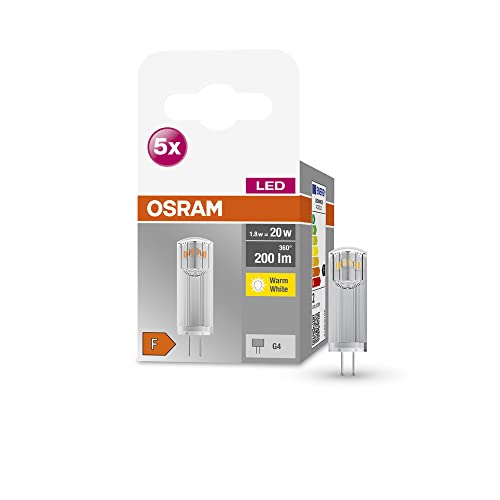 OSRAM Star PIN LED-Lampe für G4-Sockel, klares Glas ,Warmweiß (2700K), 200 Lumen, Ersatz für herkömmliche 20W-Leuchtmittel, nicht dimmbar, 5-er Pack