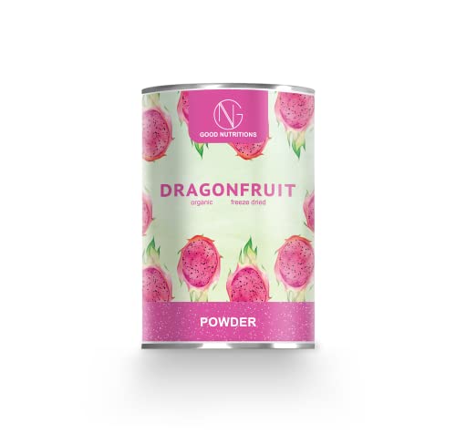 Good Nutritions® Drachenfruchtpulver – gefriergetrocknet| Bio| Vegan| ohne Zusatzstoffe| Smoothie, Smoothie Bowl, Joghurt, Dessert, Granola, 120g