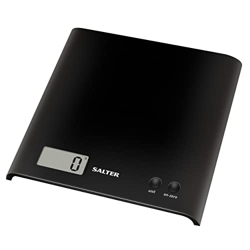 Salter 1066 BKDR15 Arc Digitale Küchenwaage - 3kg kompakte waage, Inklus CR2032-Batterie, Hinzufügen & wiegen, Null-/Tara-Funktion, LCD-Anzeige, Einfache Reinigung ABS-Plattform mit präzise Sensoren