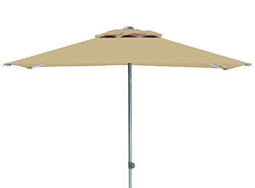Kettler Easy Push Advantage Sonnenschirm 200 cm x 200 cm - wetterfester Gartenschirm - hochwertiges Aluminiumgestell & Bezug aus Polyester mit PU-Beschichtung- silber & natur