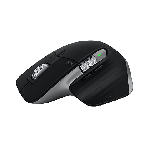 Logitech MX Master 3S für Mac - Kabellose Bluetooth-Maus mit ultraschnellem Scrollen, Ergo, 8K DPI, Glas-Tracking, Leise Klicks, USB-C, Apple, iPad - Space Grey, Schwarz