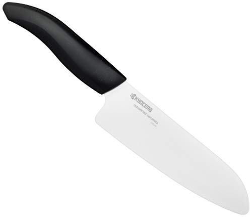 KYOCERA - GEN Series -Santoku Keramikmesser aus Hochleistungskeramik | extrem scharf | ultraleicht | hohe Bruchfestigkeit | handgeschliffen. Klingenlänge: 16 cm, Schwarz
