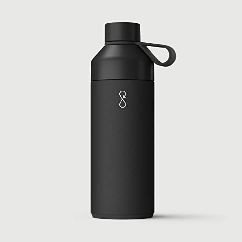 Ocean Bottle - Wiederverwendbare Wasserflasche aus recyceltem Edelstahl - umweltfreundlich & wiederverwendbar - Pechschwarz - 1L