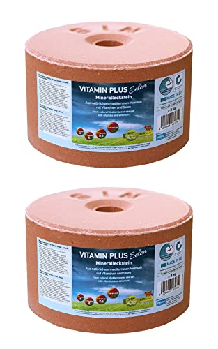 imima Mineralleckstein Pferd Vitamin Plus Selen Salzleckstein Set 2 x 3kg - Salzlecksteine für Pferde, Schafe, Ziegen, Wild und Rind - Salz Leckstein Mineralstein