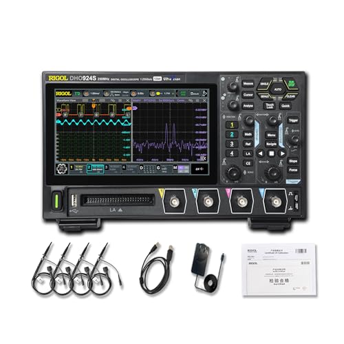 RIGOL DHO924S Tragbares digitales Oszilloskop, 250MHz Bandbreite, 4 analoge Kanäle, 16 digitale Kanäle, 12bit vertikale Auflösung, unterstützt die Bode-Plot-Analyse, integrierter 25MHz Signalgenerator