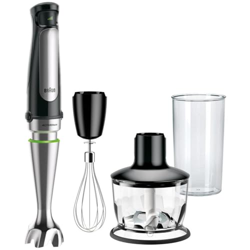 Braun MultiQuick 7 MQ 7035X Stabmixer - Pürierstab mit abnehmbarem Edelstahl Mixfuß mit ActiveBlade Technologie zum Pürieren der härtesten Zutaten, inkl. 3-teiliges Zubehör Set, 1000 Watt, schwarz