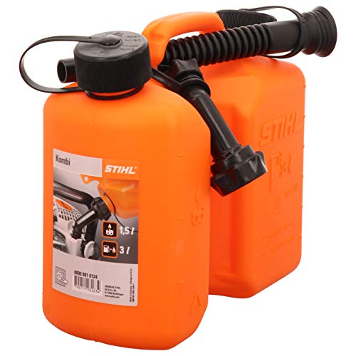 Stihl 8810124 Kombikanister für 3 l Kraftstoff und 1,5 l Sägekettenhaftöl in der Farbe Orange