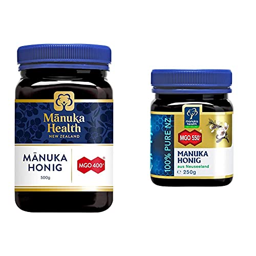 Manuka Health - Manuka Honig MGO 400+ 500g - 100% Pur aus Neuseeland mit zertifiziertem Methylglyoxal Gehalt & Honig MGO 550+ (250g), 109US