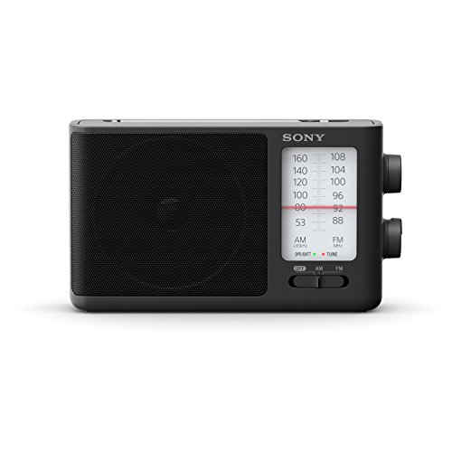 Sony ICF-506 Tragbares robustes Analogradio (Retrodesign, voller Klang, AC-Netzteil oder Batteriebetrieb, Tragegriff) Schwarz