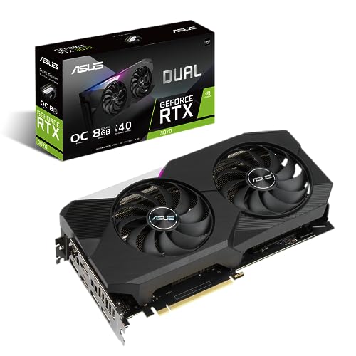 ASUS Dual Nvidia GeForce RTX 3070 V2 8GB OC Edition Gaming Grafikkarte (Lite Hash Rate (LHR), GDDR6 Speicher, PCIe 4.0, 2x HDMI 2.1, 3x DisplayPort 1.4a, DUAL-RTX3070-O8G-V2)