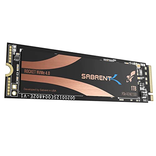 Sabrent M.2 NVMe SSD 1TB Gen 4, Internes Solid State 5000 MB/s Lesen, PCIe 4.0 2280, intern Festplatte High Performance kompatibel mit PCs, NUCs Laptops und desktops TLC Nand