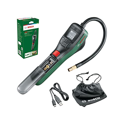 Bosch elektrische Fahrradpumpe / Luftpumpe / Mini Kompressor EasyPump (3,0 Ah Akku, 3,6 Volt, Autostop-Funktion, 150 PSI, 10,3 bar, LED, über USB-C wiederaufladbar, im Karton)