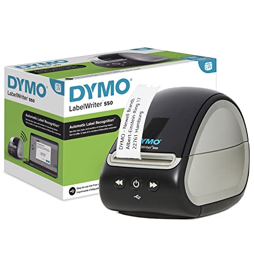 DYMO LabelWriter 550-Etikettendrucker | Beschriftungsgerät mit Thermodirektdruck | automatische Etikettenerkennung | druckt Adressetiketten, Versandetiketten, Barcodeetiketten und mehr | EU-Stecker