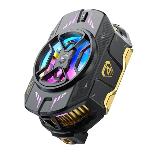 Handy Kühler für Gaming Black Shark FunCooler 4 Pro, 27W Handy Kühlung Lüfter mit Sleep Timer/Ventilator Geschwindigkeit Einstellungen für 66-88 mm iPhone/Android Kühlkörper, Handy-Radiator RGB Licht