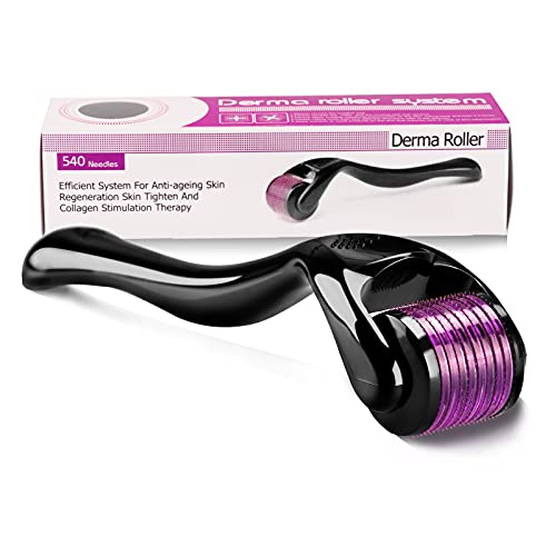 Dermaroller 0,5 mm Nadeln 540 Titan Mikronadel-Roller für Gesichtshaut, Verjüngung, Anti-Falten, Anti-Aging-Hautregeneration, Haarausfall, Akne-Narben, Dehnungsstreifen
