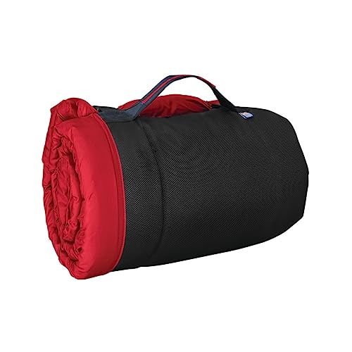 Kurgo Loft Wander Hundebett, Reisebett für Hunde, Aufrollbares Design mit praktischem Handgriff, Wasserfeste und rutschfeste Unterseite, Größe L, Rot/Schwarz