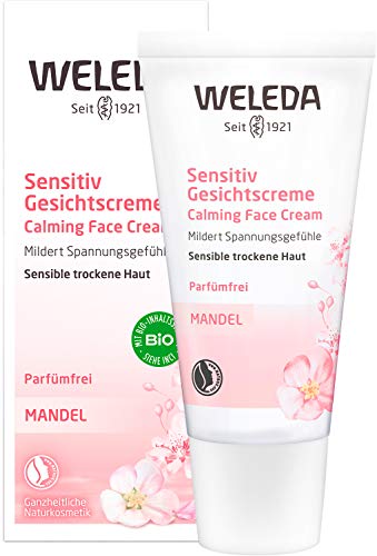 WELEDA Bio Mandel Sensitiv Gesichtscreme, Naturkosmetik Feuchtigkeitscreme zur Pflege trockener, empfindlicher und sensibler Haut im Gesicht und am Hals für einen gesunden Teint | 30 ml (1er Pack)