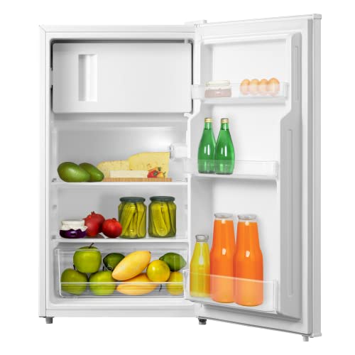 Amica KS 361 151 W Kühlschrank mit Gefrierfach/Weiß / 84,5cm (H) x 47,5cm (B) x 44,5cm (T) / Türanschlag wechselbar/LED-Beleuchtung