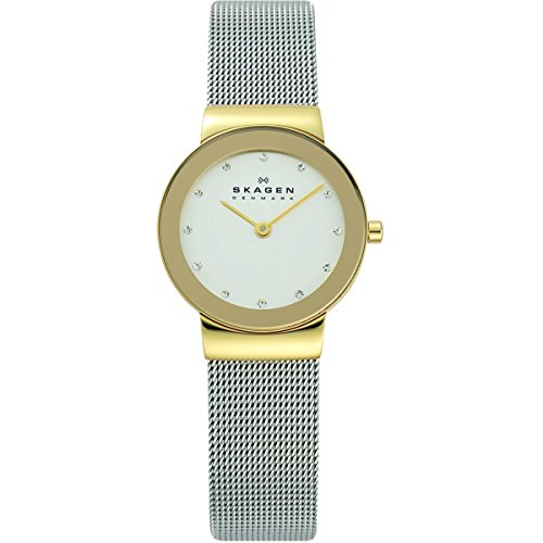 Skagen Damenuhr Freja Lille, Zweizeiger Uhrwerk, 26mm Gold Edelstahlgehäuse mit Edelstahl Mesh Armband, 358SGSCD