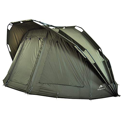 CampFeuer Angelzelt Hurricane | 2 Mann Karpfenzelt für Angler mit 10000 mm Wassersäule | wasserdicht | 2 Mann Bivvy Tent Anglerzelt | Fischerzelt mit Boden