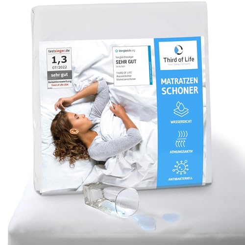 Matratzenschoner 200 x 200 cm wasserdicht, Atmungsaktive Matratzenauflage, Anti-Milben Matratzenbezug, Wasserundurchlässiger Matratzen-Schutz, Matratzen-Topper 200x200, Hygienische Bettunterlage