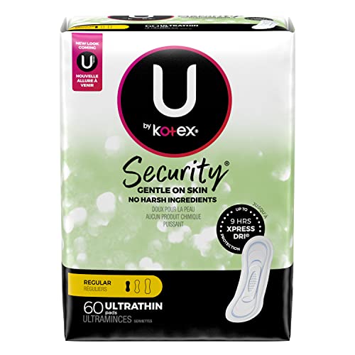 U by Kotex Security Ultra Thin, Regular, Unscented, 60 Count