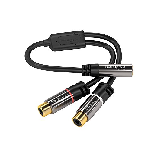 KabelDirekt – 3,5mm Adapter Kabel – 0,2m (2 x Cinch Buchse  3,5mm Buchse, 3-polig) – PRO Series