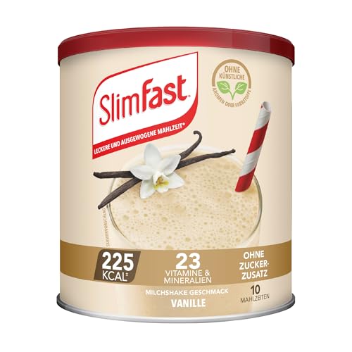 SlimFast Milchshake Pulver Vanille I Kalorienreduzierter Diät-Shake mit hohem Eiweißanteil I Diät-Pulver für eine gewichtskontrollierende Ernährung I Nur 225 Kalorien pro Protein-Shake I 365 g