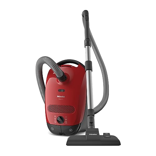 Miele Classic C1 Powerline – Bodenstaubsauger mit Beutel, Universal-Bodendüse, Comfort-Teleskoprohr und großem Aktionsradius – 800 W, 4500 ml, 27.9 x 46.3 x 22.1 cm, Mangorot