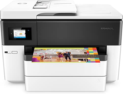 HP OfficeJet Pro 7740 A3-Multifunktionsdrucker (DIN A3, Drucker, Scanner, Kopierer, Fax, WLAN, Duplex, HP ePrint, Apple Airprint, USB, 4800 x 1200 dpi), 500 Blatt Papierfach, Schwarz / Weiß