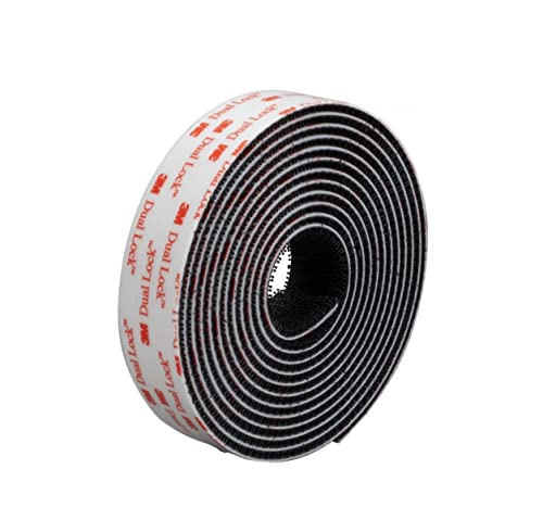 3M Dual Lock SJ3550, 1 Klebestreifen mit Dual Lock, Druckverschluss, stark haftendes Produkt für Auto, Dashcam, Go Pro, Telepass-Halterung, DIY (25,4 mm x 2 m) Schwarz (2 m)